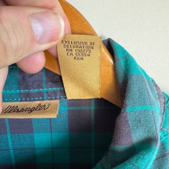 Wrangler Women's Vintage Western Plaid Pearl Snap Shirt Green XXL Rodeo Stampede - Picture 5 of 14